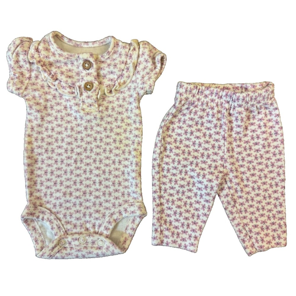 Child of Mine Baby Girl Preemie‎ Purple Butterfly Outfit Bodysuit Pants Clothes